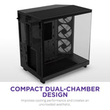 NZXT H6 Flow RGB Caja PC Gaming ATX | Mid-Tower de Cámara Dual Compacta| | Incluye 3 Ventiladores de 120 mm RGB | Paneles de Cristal Panorámicos | Color Negro | CC-H61FB-R1