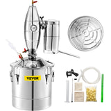 VEVOR Destilador de Alcohol 30 L Alambique Destilación Alcohol de Acero Inoxidable 304 Destilador Moonshine 0-150 ℃ Destilador de Bebida para la Elaboración Casera de Vino Cerveza o Agua con Vinómetro