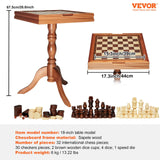 VEVOR Juego de ajedrez de Damas y Backgammon 3 en 1, Tablero de ajedrez de Madera 44 x 67,5 cm, Mesa de Juego combinada de Lujo, Materiales de Regalo Ideales para Juegos de Mesa