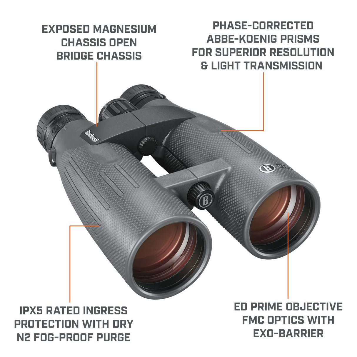 Bushnell Match Pro - Prismáticos de 15 x 56 Pulgadas, retícula MRAD de Disparo de precisión, Cristal Transparente, Bloqueo de Puente Mantiene Tus binoculares en la Misma posición exacta