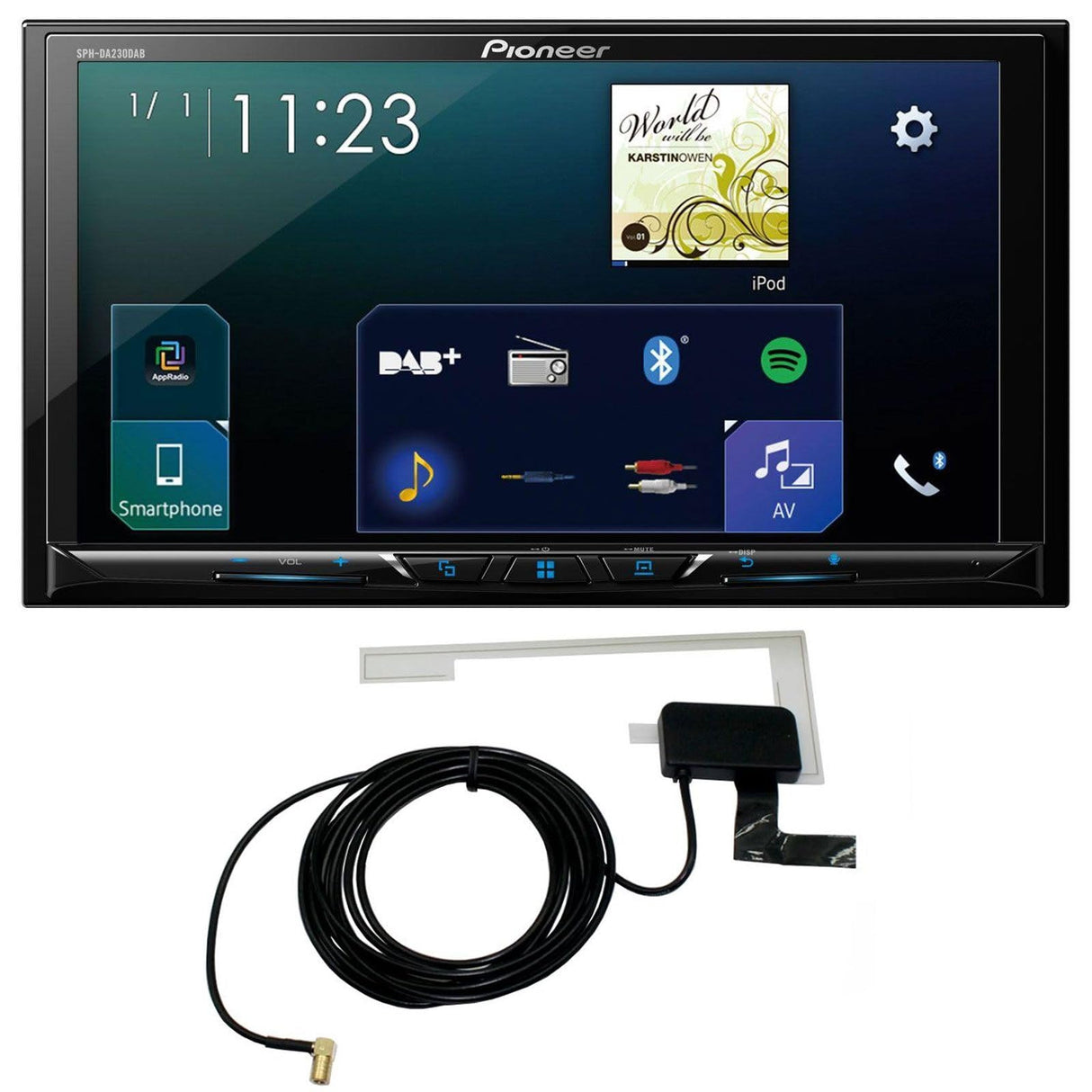 Pioneer SPH-DA230DABAN Incluye Antena Dab, Receptor Multimedia 2DIN de 6,8" con Apple CarPlay, Android Auto, Dab+ y Bluetooth, Color Negro