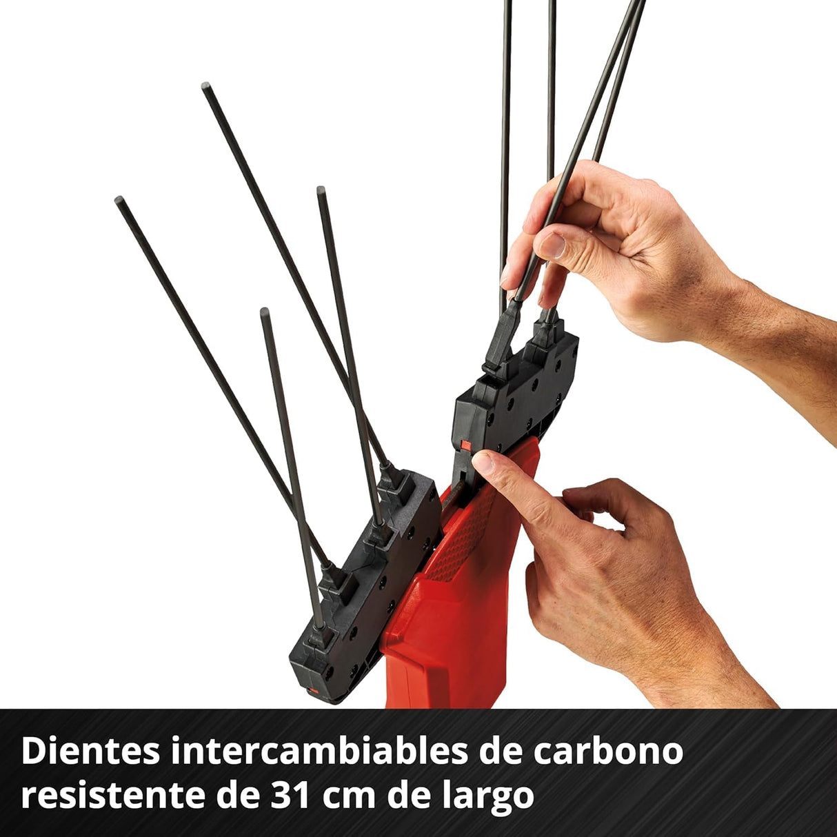 Einhell Vareador de aceitunas con batería GE-FS 18/53 Li-Solo Power X-Change (18 V, 53 cm de anchura de trabajo, 310 cm de longitud total, telescópico, dientes intercambiables, sin batería)