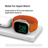 Belkin cargador MagSafe 3 en 1, certificación MFi, carga inalámbrica rápida portátil para serie de iPhone 15, iPhone 14, 13, 12, Apple Watch Series 9, 8 y posteriores, AirPods 2 y AirPods Pro