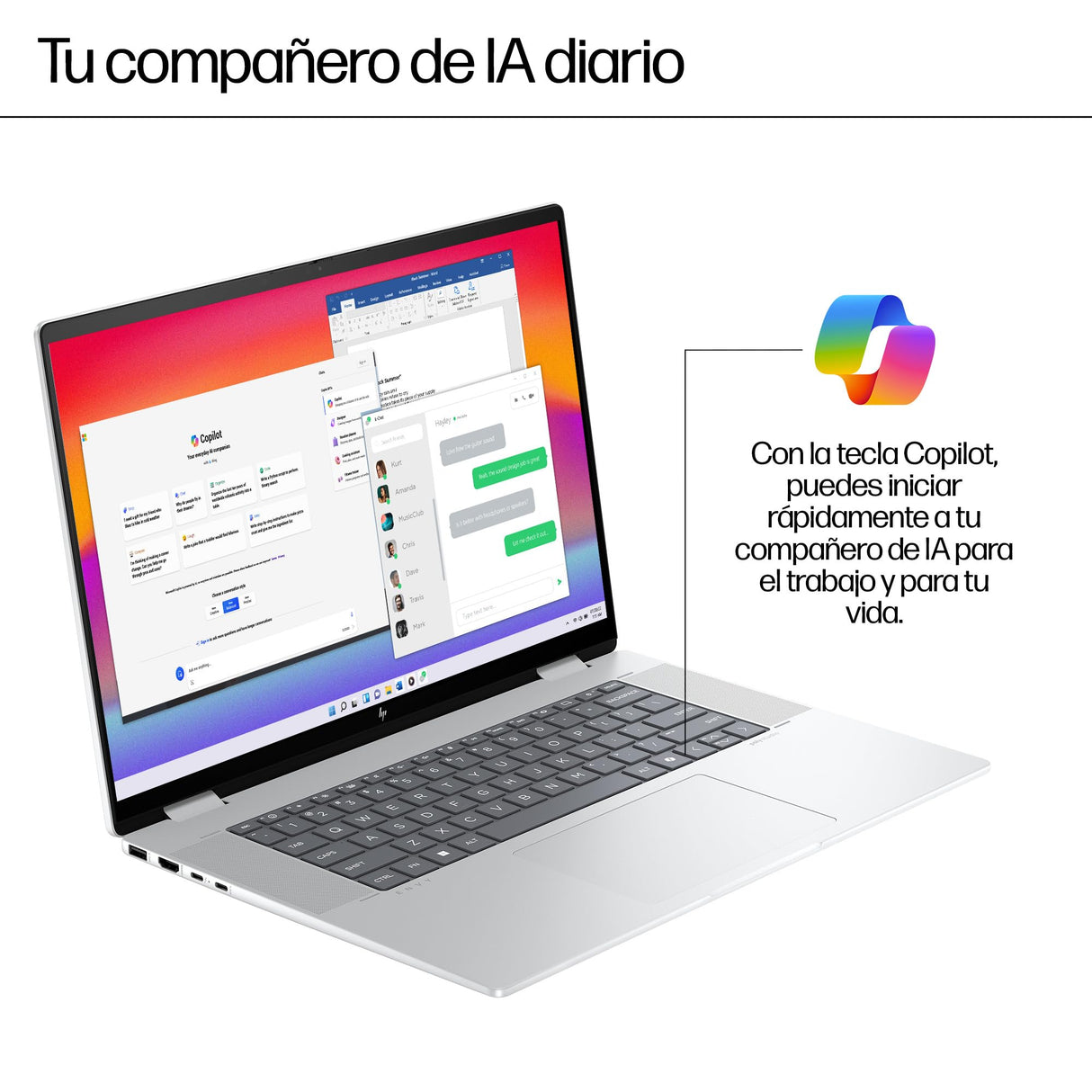 HP Envy x360 16-ac0011ns- Ordenador portátil Convertible de 16" OLED 2.8K multitáctil (Intel EVO Core Ultra 7, 32GB RAM, 1TB SSD, Intel Graphics, Windows 11) Plata - Teclado QWERTY Español