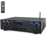 Pyle Amplificador de Sonido, Cine en casa, 800W, Bluetooth, Estereo, para el hogar, 4 Canales, con MP3/USB/SD/AUX/RCA/FM, Microfono, Auriculares, Volumen LED