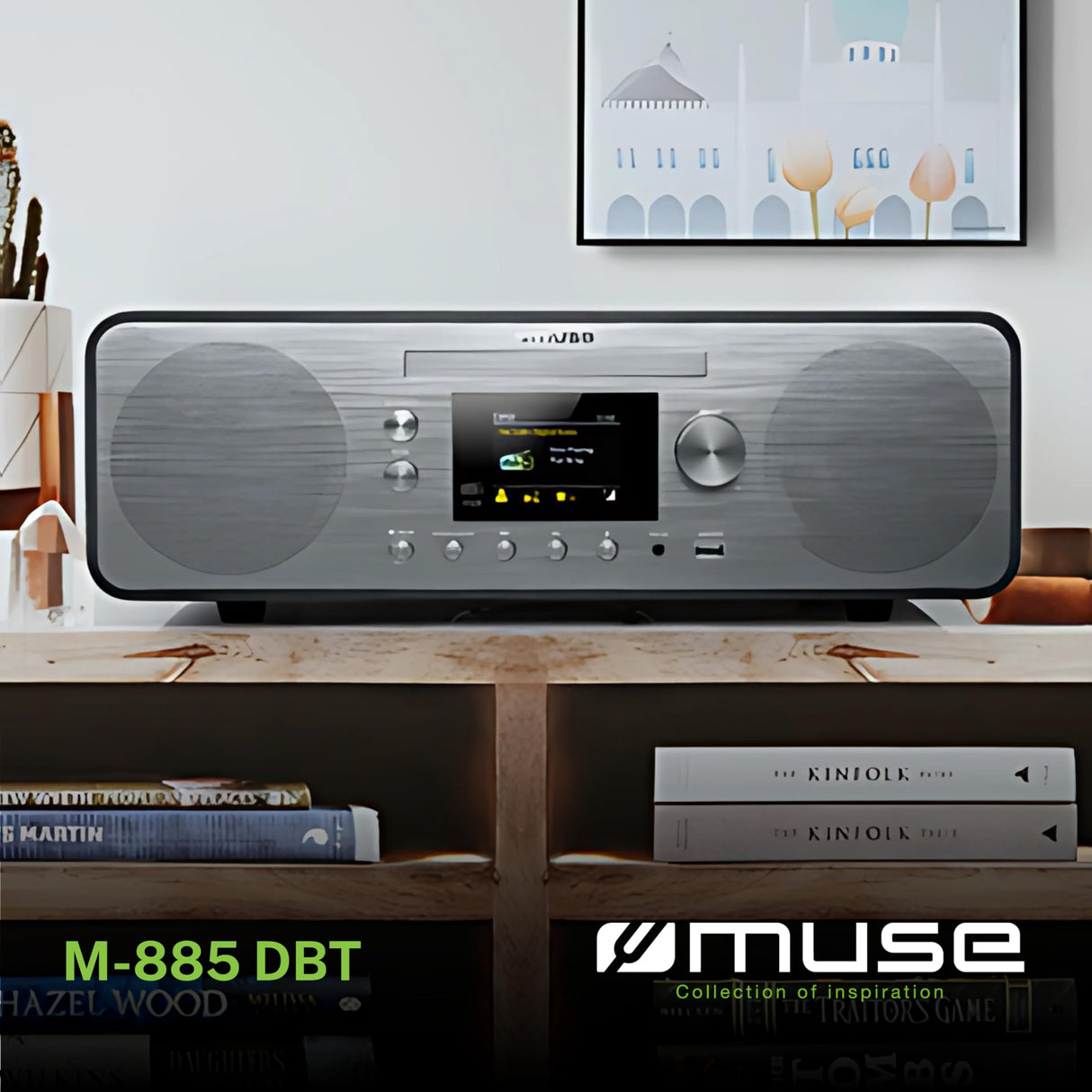 Muse - (M-885 DBT) Dab+/FM/CD/USB/Bluetooth Micro System, Gris Oscuro