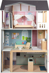 Small Foot Casa de muñecas Villa de Ensueño XL, 3 Pisos, muñecas de hasta 30 cm, Escala 1:6, Aspecto de Madera, 12730