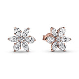Pandora Timeless Pendientes de botón con diseño centelleante Herbarium Cluster chapados en oro rosa de 14 quilates con una mezcla única de metal y circonitas cúbicas transparentes