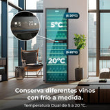 Cecotec Vinoteca 176 Botellas Bolero GrandSommelier Duo 176000 Black. Temperatura Dual, Protección UV, Alarma Temperatura, Filtro Carbón, Puerta Reversible, LED, Compresor Eficiente