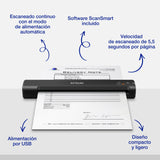Escáner móvil rápido WorkForce ES-50 A4 con tecnología Epson ScanSmart y sin tiempo de encendido
