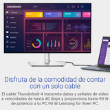 Dell U2724DE UltraSharp Thunderbolt 27" QHD (2560x1440) Monitor, 120Hz, IPS Black, 5ms, 98% DCI-P3, 2x Thunderbolt, 2x USB-C, 2x DisplayPort, HDMI, 4x USB, RJ45, 3 Años de Garantía, Plata