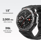 Amazfit T-Rex 3 Outdoor Smartwatch 48mm Pantalla AMOLED, Mapas & Navegación Offline, 6 Sistemas de Satélite GPS Doble Banda, 27 Días de Duración de Batería, Pago NFC, 170 Modo Deportes de Aventura