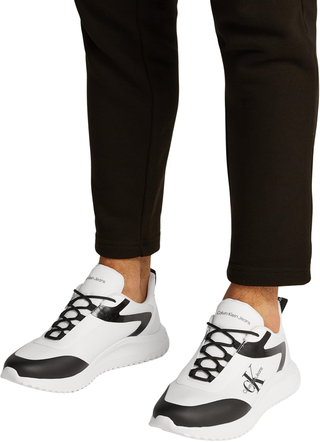 Calvin Klein Runner Sneaker para Hombre Zapatillas de Deporte, Blanco (Bright White/Black), 46