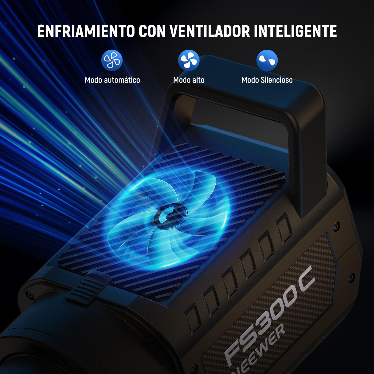 NEEWER 300W RGB Luz Video LED App/2.4G Control 17 Efecto 2500-7500K 36000lux/1m COB Iluminación Salida Continua CRI95+/TLCI97+ 4 Curvas de Atenuación Foco Bowens Mount para Estudio Fotográfico,FS300C