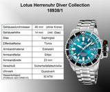 Reloj Lotus para Hombre 18938/1 Diver Caja de Acero Inoxidable 316l Plateado Correa de Acero Inoxidable 316l Plateado