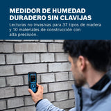 Medidor de humedad GMM 1-15 de Bosch Professional sin clavijas (no invasivo, mide 37 tipos de madera y 10 materiales de construcción, clasificación IP65, 2 pilas AA, bolsa)
