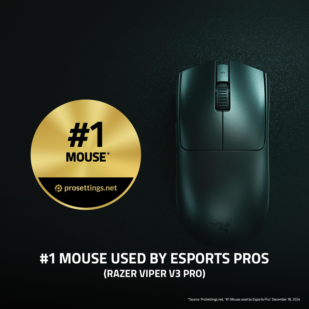 Razer Viper V3 Pro - Ratón inalámbrico Ultraligero Esports Gaming (8K Hz HyperPolling, diseño Ligero de 54g, Sensor Focus Pro 35K dpi, HyperSpeed Wireless, 95 Horas de duración) Negro