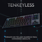 Logitech G915 LIGHTSPEED TKL Teclado Gaming Mecánico Inalámbrico con teclas GL-Táctil de bajo perfil, LIGHTSYNC RGB, Diseño ultra delgado, 40 Horas duración de Batería, Disposición QWERTY ES - Negro