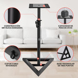 Pyle Par de Soporte para Altavoces, De pie, Altura Ajustable, Plataforma Cuadrada de 9”, Base Triangular