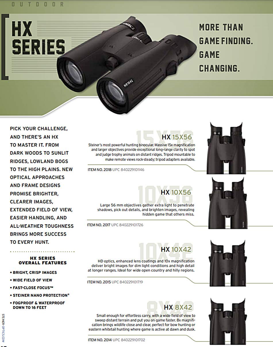 Steiner Prismáticos de la Serie HX de 15 x 56 – Óptica de Aventura versátil, Transparente y de Alta precisión para situaciones de Poca luz y luz Diurna, Color Negro