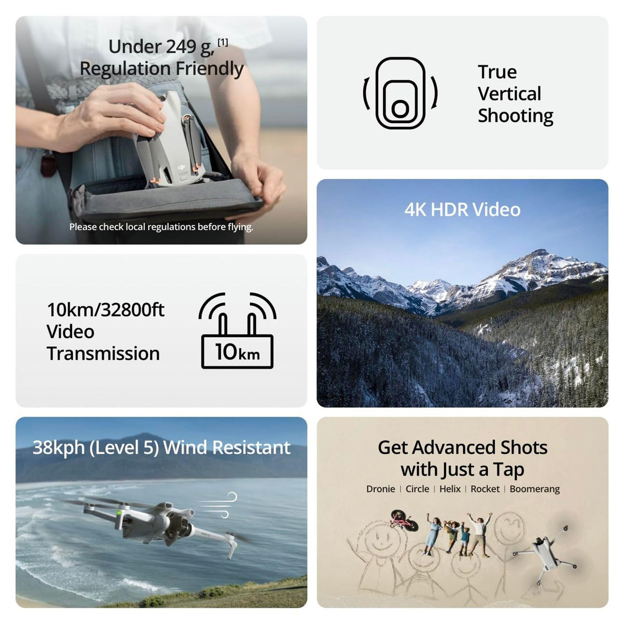 DJI Pack Mini 3 Vuela Más (RC) – Dron Mini con cámara ligero y plegable con vídeo 4K HDR, 38 min de tiempo de vuelo, Grabación vertical y funciones inteligentes, Color Gris