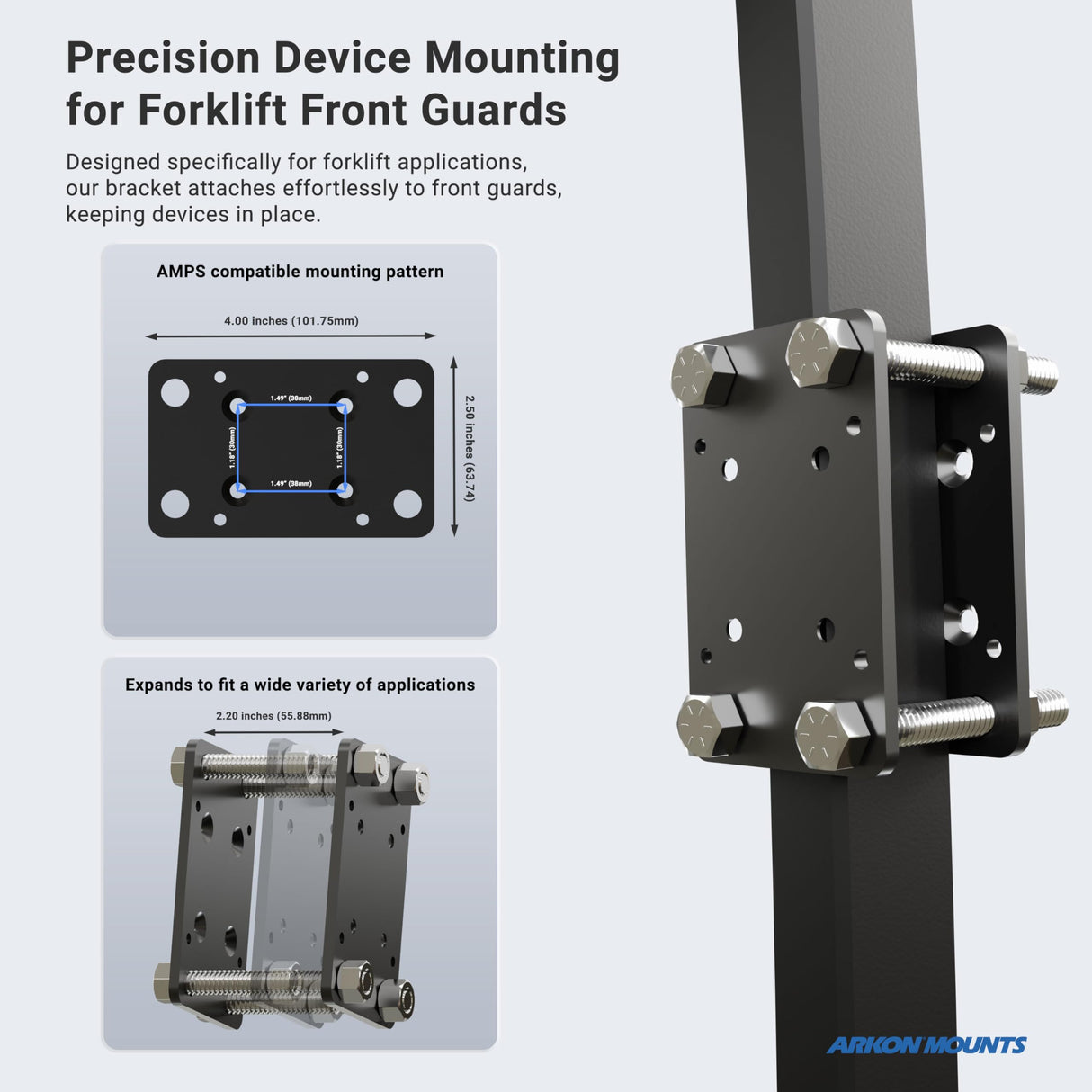 ARKON Mounts - Soporte para tablet con bloqueo de carretilla elevadora con brazo de eje de 8.5 pulgadas, flexibilidad ajustable, instalación sin esfuerzo, diseñado para vehículos de almacén, se adapta