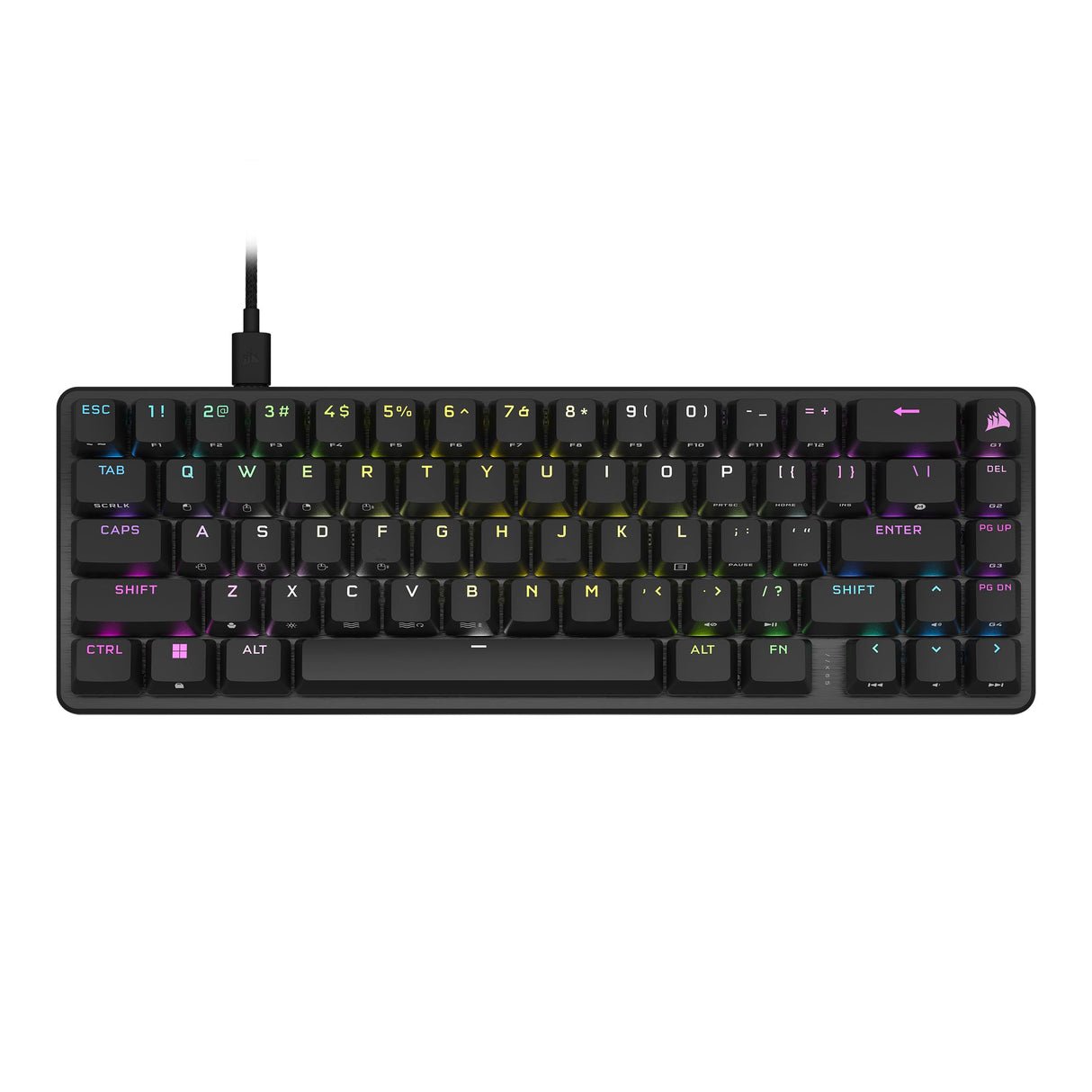 Corsair K65 Pro Mini RGB 65% Teclado óptico para Juegos mecánicos - Interruptores OPX - Teclas de Doble Disparo PBT - Compatible con iCUE - QWERTY NA Layout - Negro