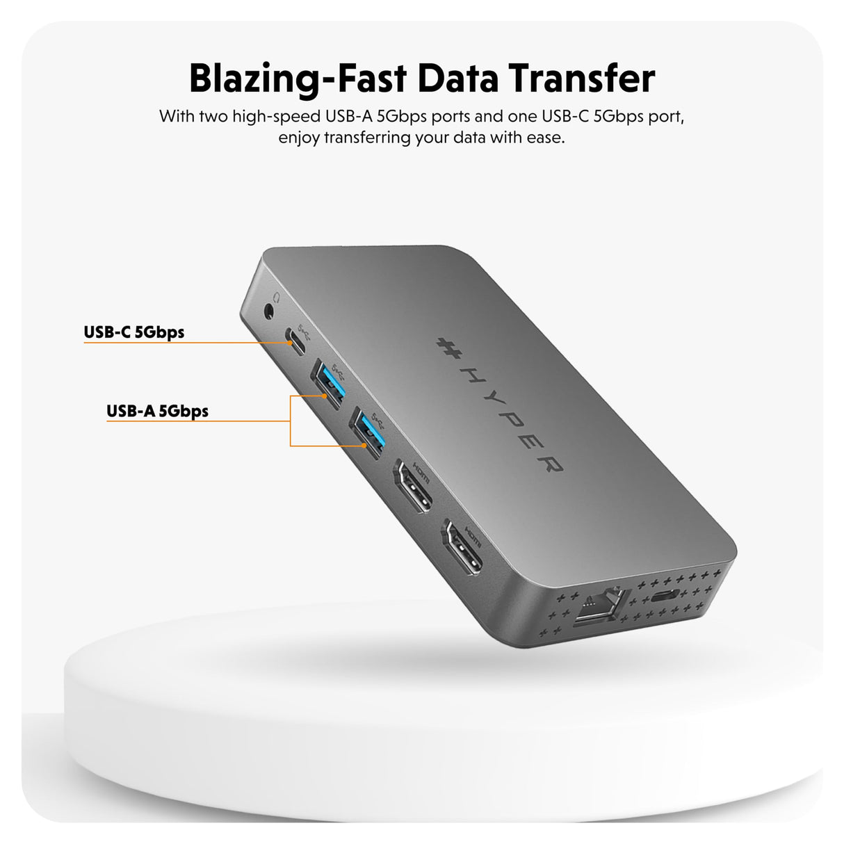 Hyper HDM1H-GL Hub USB-C HyperDrive Dual 4K HDMI 10 en 1 para MacBooks M1/M2 con 10 Puertos Esenciales - Plata