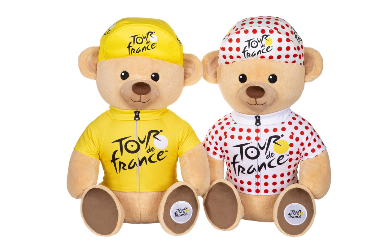 Gipsy Toys - Peluche Oso Camiseta y Gorra ganadora Paso Amarillo 60 cm - Peluche Oficial del Tour de Francia. Majestuosa, Deleitará a Pequeños y Grandes Fans.