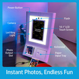 HP Sprocket Photobooth Impresora de Fotos 3x4” (Blanco) – 250+ Marcos, impresión en Papel Zink, Wi-Fi, luz LED, Pantalla táctil & App móvil.