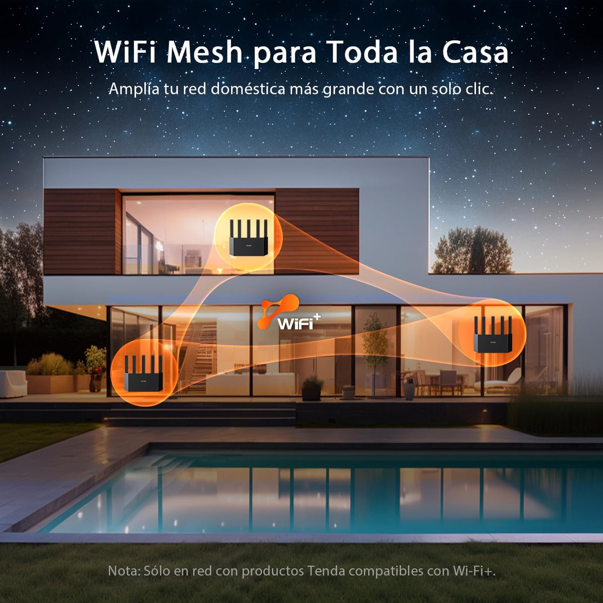 Tenda Router WiFi 7 BE5100 de Doble Banda, WiFi Mesh, 1 Puerto de 2,5 Gbps + 3 Puertos WAN/LAN Gigabit, 5 Antenas Verticales, Tecnología MLO, 4K-QAM, Gaming VR/AR, NFC, Compatible con VPN