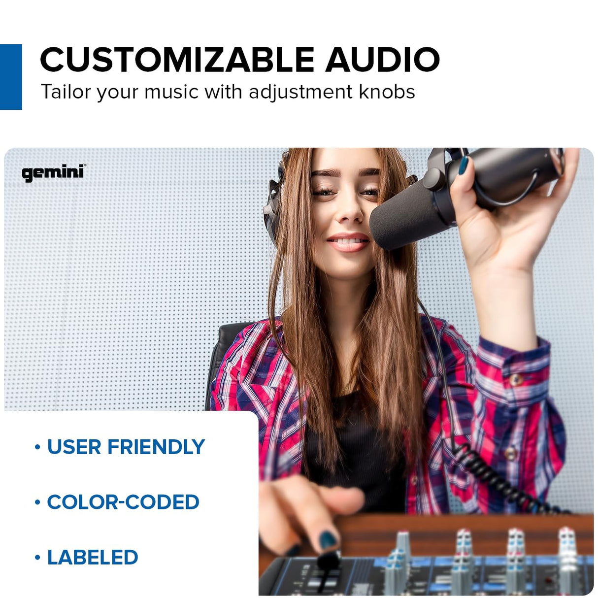 Gemini Sound GEM-12USB Mezclador analógico de 12 canales compactos que incluye 4 canales de micrófono, EQ de 3 bandas, reproducción USB de la memoria USB y Streaming Bluetooth