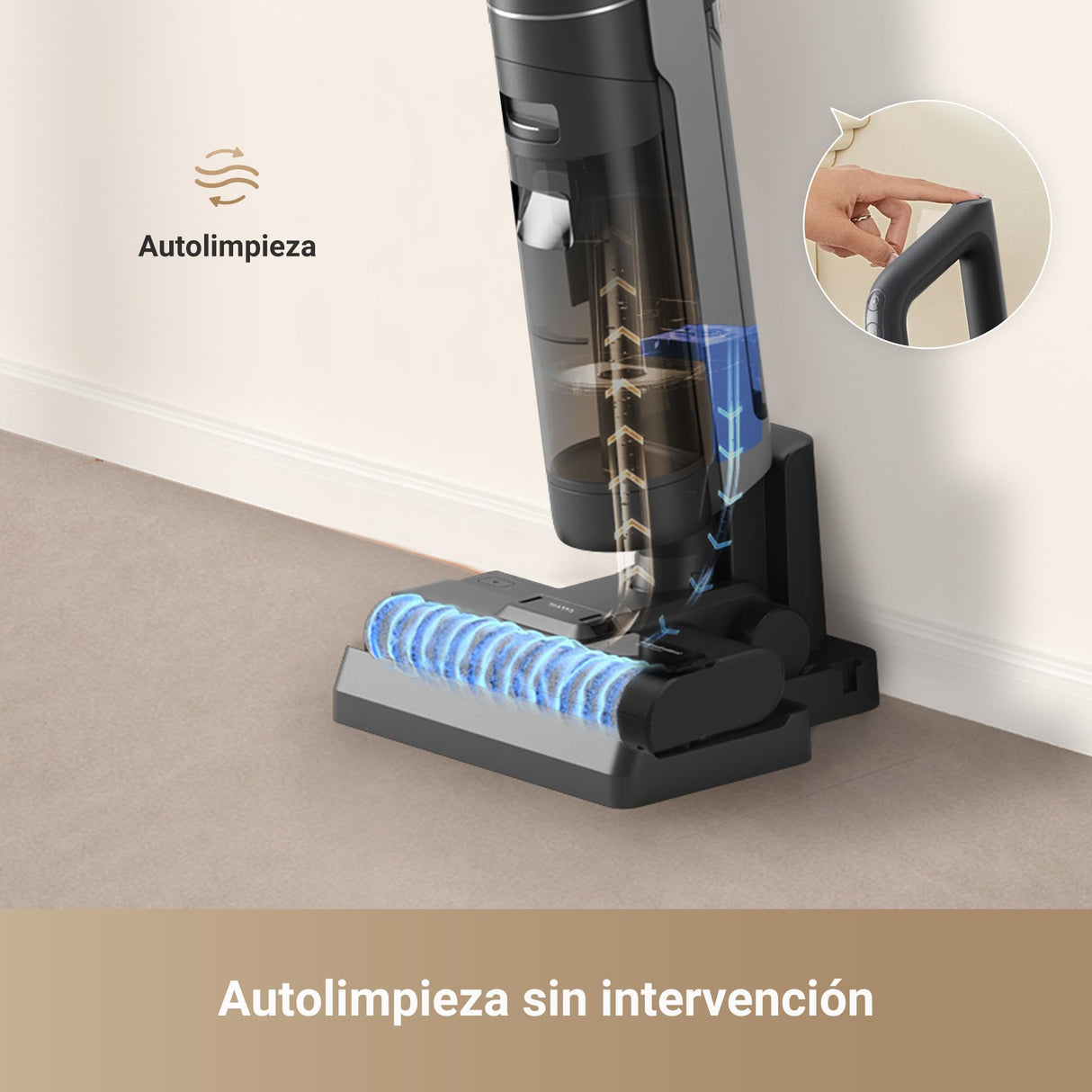 dreame H12S Aspiradora en Seco y Húmedo, 16000Pa Potencia Aspiradora Escoba Sin Cable, Múltiples Modos de Limpieza, Secado con Aire Caliente, Detección Inteligente de Suciedad, Negro
