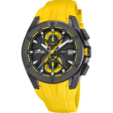 Lotus Reloj Hombre 18943/1 Vortex Caja de Acero Inoxidable 316l Negro Correa de Caucho Amarillo