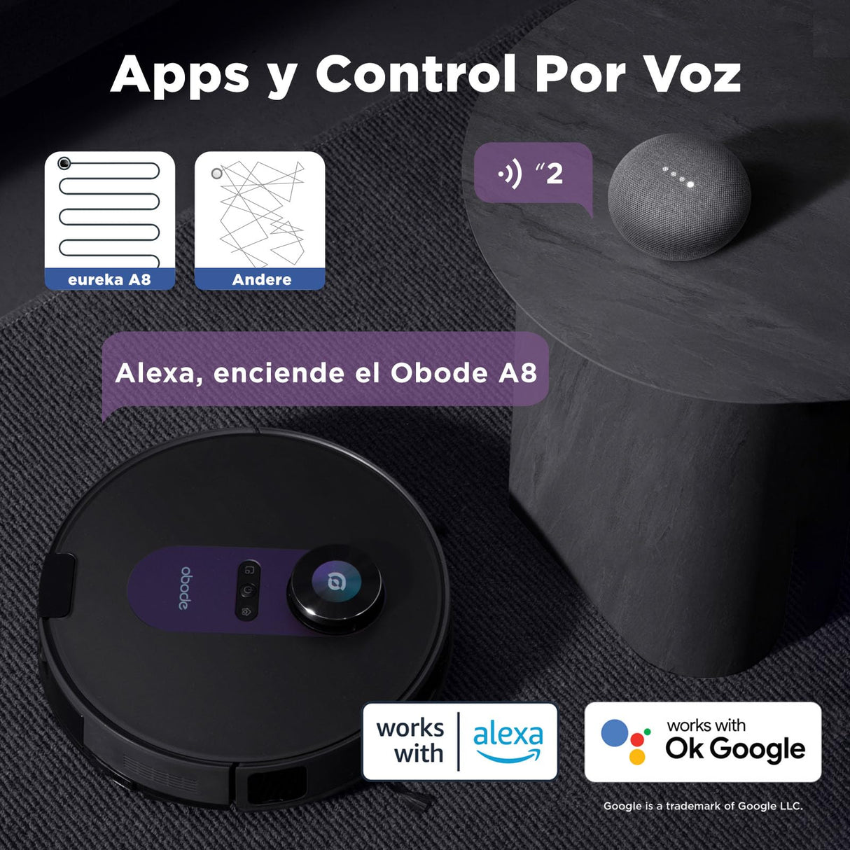 Obode A8+ Robot Aspirador y Fregasuelos con Vaciado Automático de Polvo,3D Obstacle Avoidance Navegación LiDAR,Aspirador Robot 4000Pa,180min Batería,para Pelo de Mascotas y Suelos Duro,WiFi/App/Alexa