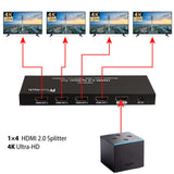 FeinTech VSP01401 HDMI 2.0 Splitter 1x4 distribuidor 4 vías UHD 4K@60Hz YUV 4:4:4 HDR EDID 18 Gbps