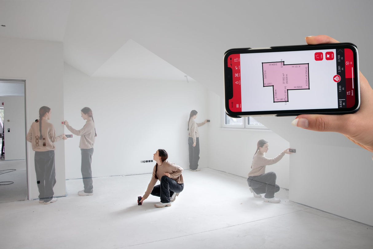 Leica Disto D5 Medidor Láser de Distancia Profesional con Bluetooth (App), Puntero Digital (Interior y Exterior) y Sensor de Inclinación para Seguimiento de Alturas, Medición de Perfiles y Ángulos