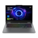 Lenovo LOQ Gaming AI Laptop | 17.3" Full HD 165Hz | NVIDIA GeForce RTX 5070 | Intel Core i7-14700HX | 16GB RAM | 512GB SSD | Win11 | QWERTZ | Teclado RGB 24-Zone | Gris | 3 Meses Game Pase 36