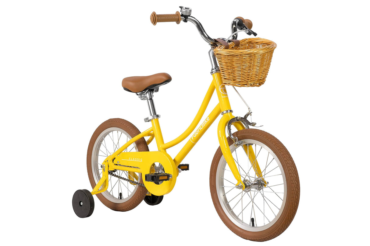 FabricBike Kids - Bicicleta con Pedales para niño y niña, Ruedines de Entrenamiento Desmontables, Frenos, Ruedas 12 y 16 Pulgadas, 4 Colores (Classic Honey, 16": 3-7 Años)