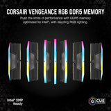 Corsair Vengeance RGB DDR5 64GB (2x32GB) 6600MHz C32 Intel Memoria per Desktop (Regulación de Voltaje a Bordo, Perfiles XMP 3.0 Personalizados, Factor de Forma Compacto, Optimizadas para Intel) Negro