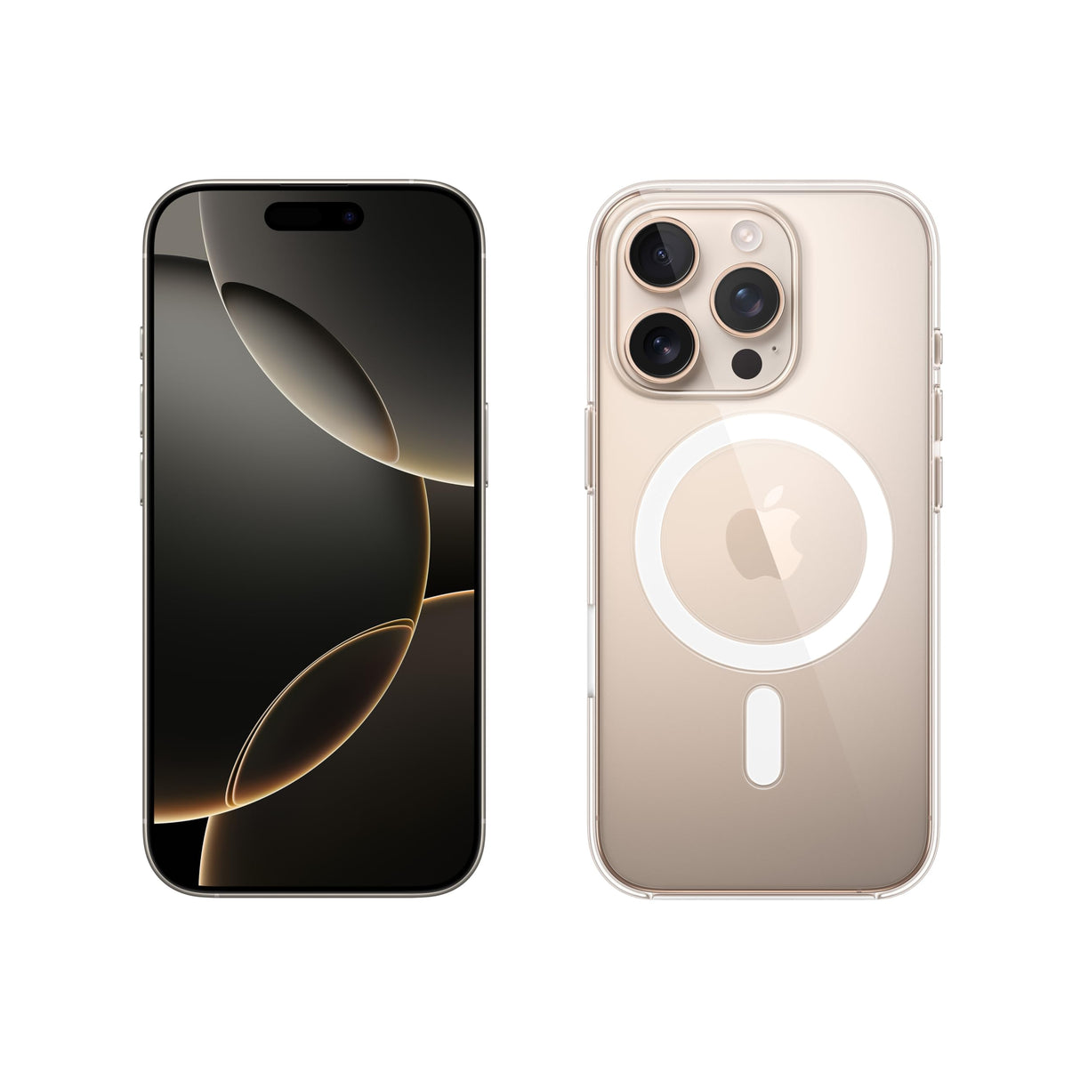 Apple iPhone 16 Pro (1 TB) - Titanio Color Desierto + Funda Transparente con MagSafe