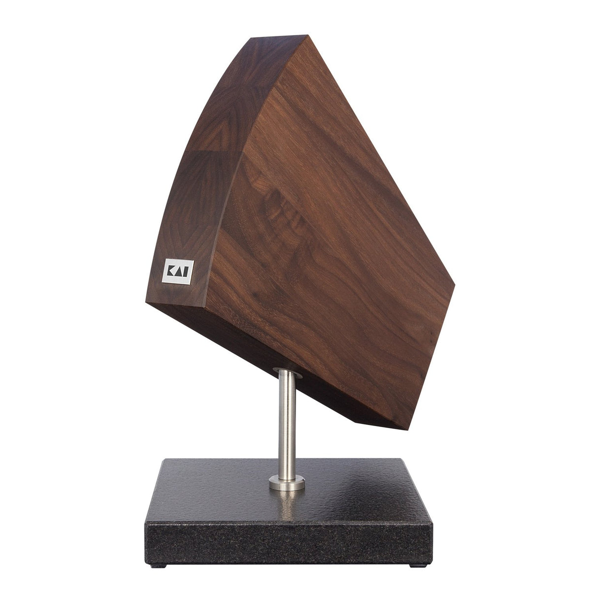 KAI Bloque de cuchillos giratorio 360° de nogal con base de granito - Madera premium - Espacio para 6-8 cuchillos, magnético en ambos lados - Dimensiones 31 x 18 x 34 cm
