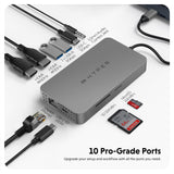 Hyper HDM1H-GL Hub USB-C HyperDrive Dual 4K HDMI 10 en 1 para MacBooks M1/M2 con 10 Puertos Esenciales - Plata