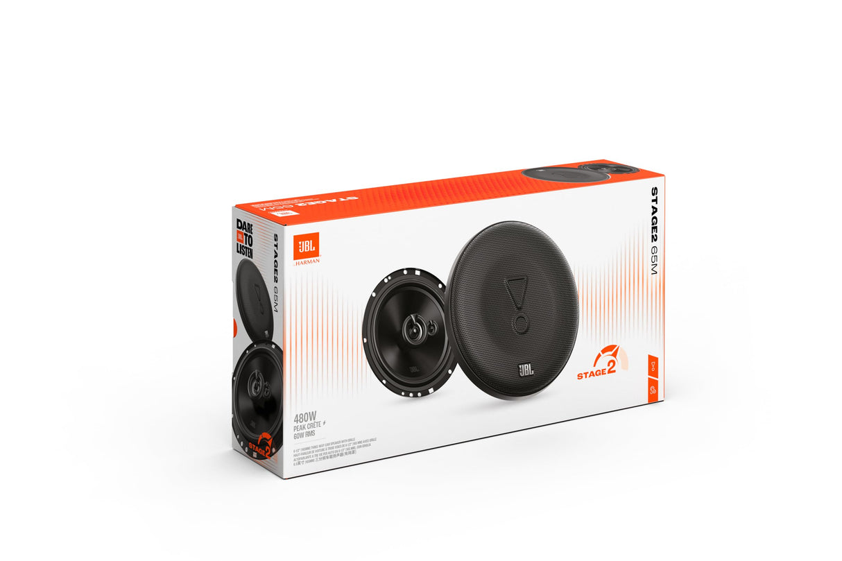 JBL Stage2 GEN2 65M – 6.5 Inch (165mm) 3-Way Car Speakers – 60W RMS – 240W Peak – Triple Driver Setup – OEM Fit Audio – with Grilles – Easy Install – Pair