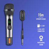 NGS Singer Star Duo – Pack 2 Micrófonos Inalámbricos Dinámico 2,4GHz, Autonomía 30h, Control de Volumen y Eco, Indicador de Batería, Conexión Jack 3,5mm y 6,3mm – Ideal para Karaokes y Eventos