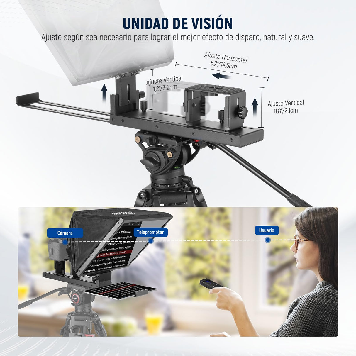 NEEWER Basic X16B Teleprompter Elevable Aleación Aluminio 16"" para iPad, Tableta Celular Cámara DSLR sin Ensamblaje, Remoto y APP Control, Compatible con iOS y Android, para Enseñar y Live Streaming
