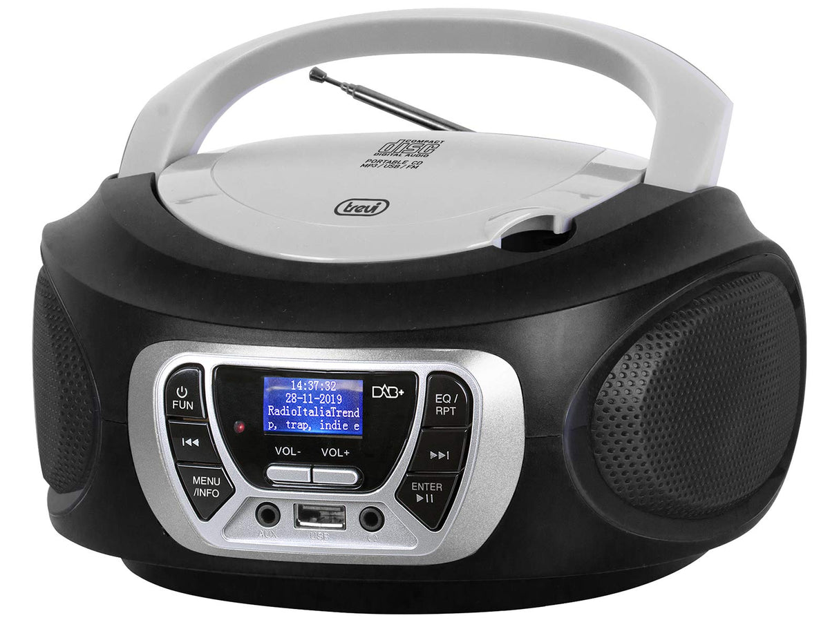 Trevi CMP 510 Dab estéreo portátil CD Boombox Radio Dab/Dab+ con RDS, USB, AUX-IN, Toma de Auriculares, Negro