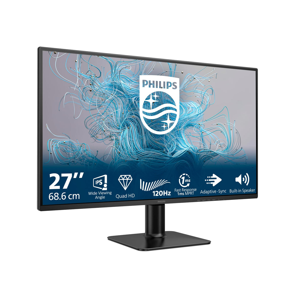 Philips Monitor27E2N2500 QHD de 27 Pulgadas, 120 Hz, IPS, 1 ms MPRT, Adaptive Sync, HDR10 (2560 x 1440, HDMI 1x 2.0, DP 1x 1.4) Negro/Rojo