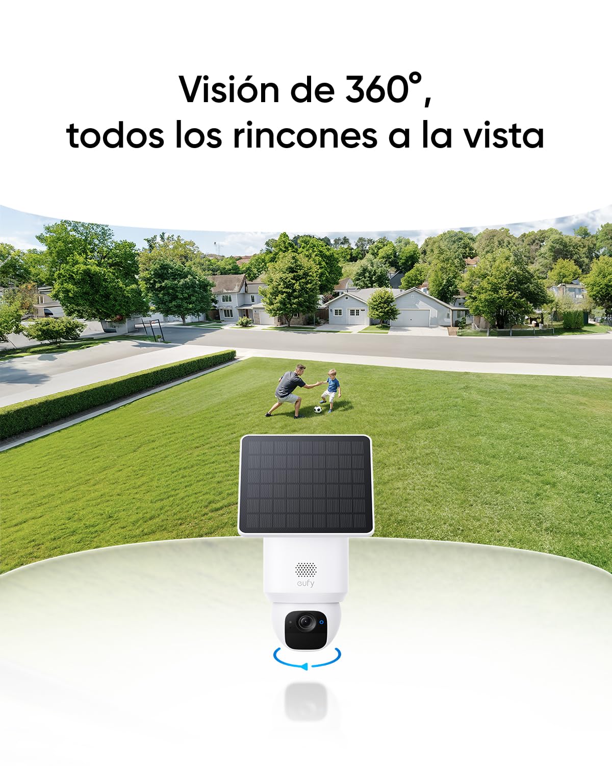 eufy Security SoloCam E30 Camara vigilancia WiFi Exterior, con Energía Solar, Panorámica de 360°, Seguimiento por IA, Claridad 2K, Compatible con HomeBase S380, Sin Cuotas Mensuales, 2 Pack+Homebase2