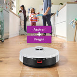 Bosch - Robot Aspirador Spotless +, BCRD1W, aspira y friega, Potencia 11.000 Pa², Almohadilla húmeda Fija, estación Seca, Sistema Inteligente de visión por Infrarrojos, Bosch Home Connect App, Blanco